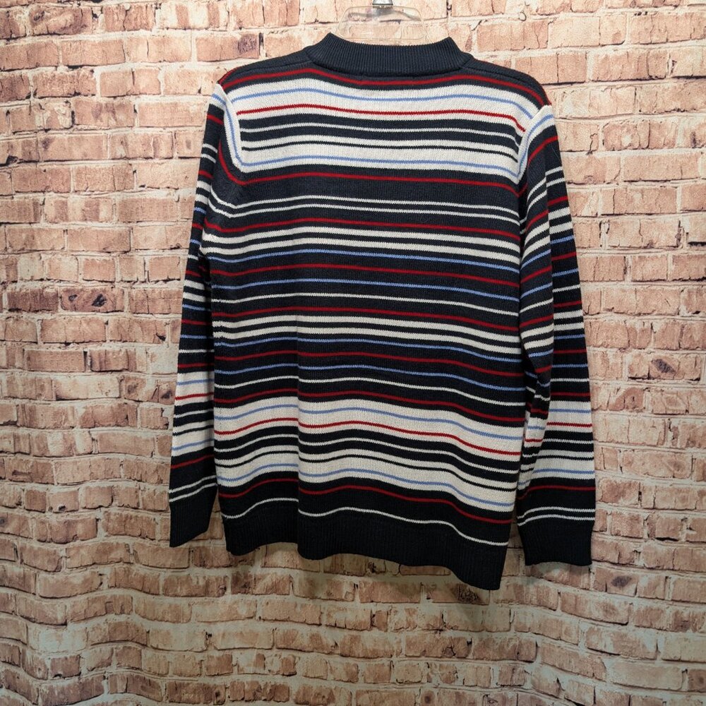 EWM Sweater 100% Acrylic Red/White/Blue Stripes Size Large 18-20 - Picture 5 of 10